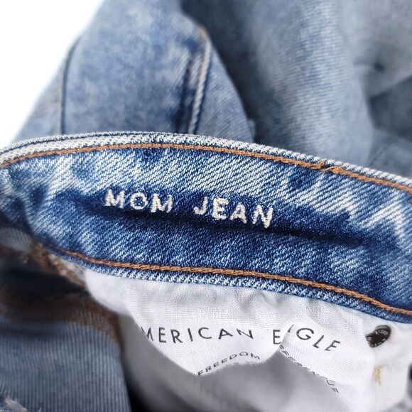 American Eagle Jeans Womens 00 Mom Stretch Distressed Light Mid Skinny Denim - Picture 5 of 9